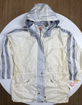 Brandon Thomas Hi-Tech Women Size Medium Full Zip Hooded Rain Jacket Ivory New M
