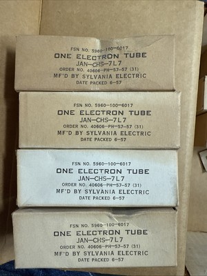 Quad Date Matched 7L7 Vacuum Tube Sylvania NOS 1957 CHS Lot Of 4
