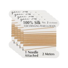 Silk Cord Thread, 5 Items Pure Silk Beading Thread Cord Size 0.45 mm, Gold Tone