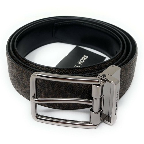 NWT Michael Kors Men's Reversible Logo and Leather Belt, Brown, One-Size - Imagen 2 de 2
