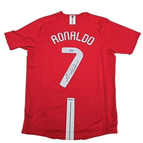 CRISTIANO RONALDO SIGNED MANCHESTER UNITED SOCCER JERSEY BECKETT BAS STICKER