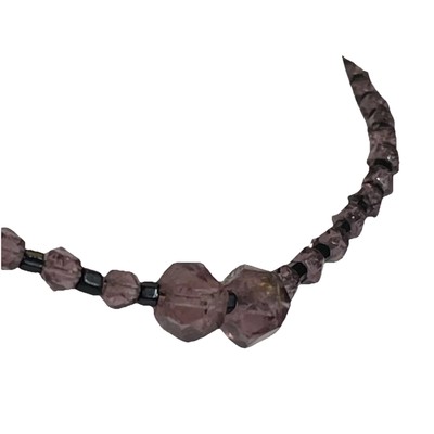 Vintage Ruff Hand Cut Amethyst Glass Choker Style 14 inch Necklace Antique