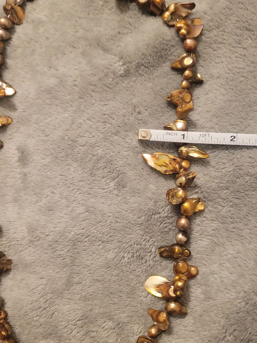 Copper Brown Keishi Baroque Pearl Necklace View 4