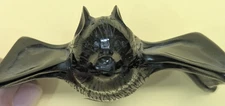 A Carved Obsidian Stone Black Bat Cave Animal Chiropteran Native American Fetish