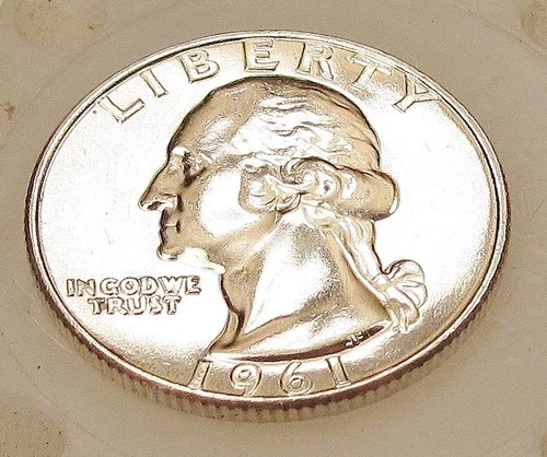 1961 D Brilliant Uncirculated Quarter 90%   Blazing Cartwheel Luster #1210 ~ 14