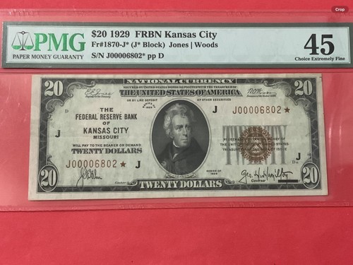 $20 1929 STAR FEDERAL RESERVE BANK NOTE EXF 45 ????