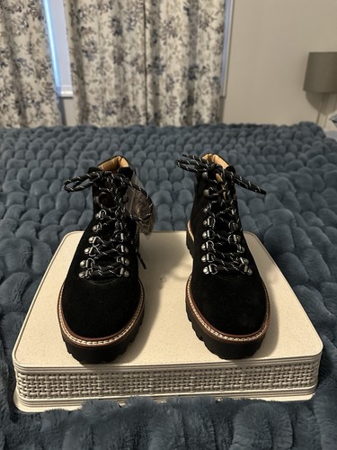 Madewell The Citywalk Lugsole Hiker Boot Suede Leather Black Women's Shoes US 8