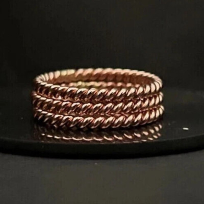 Solid Pure Copper Minimalist Healing Ring, Handmade, Unisex, 3 Pc Tensor Rings