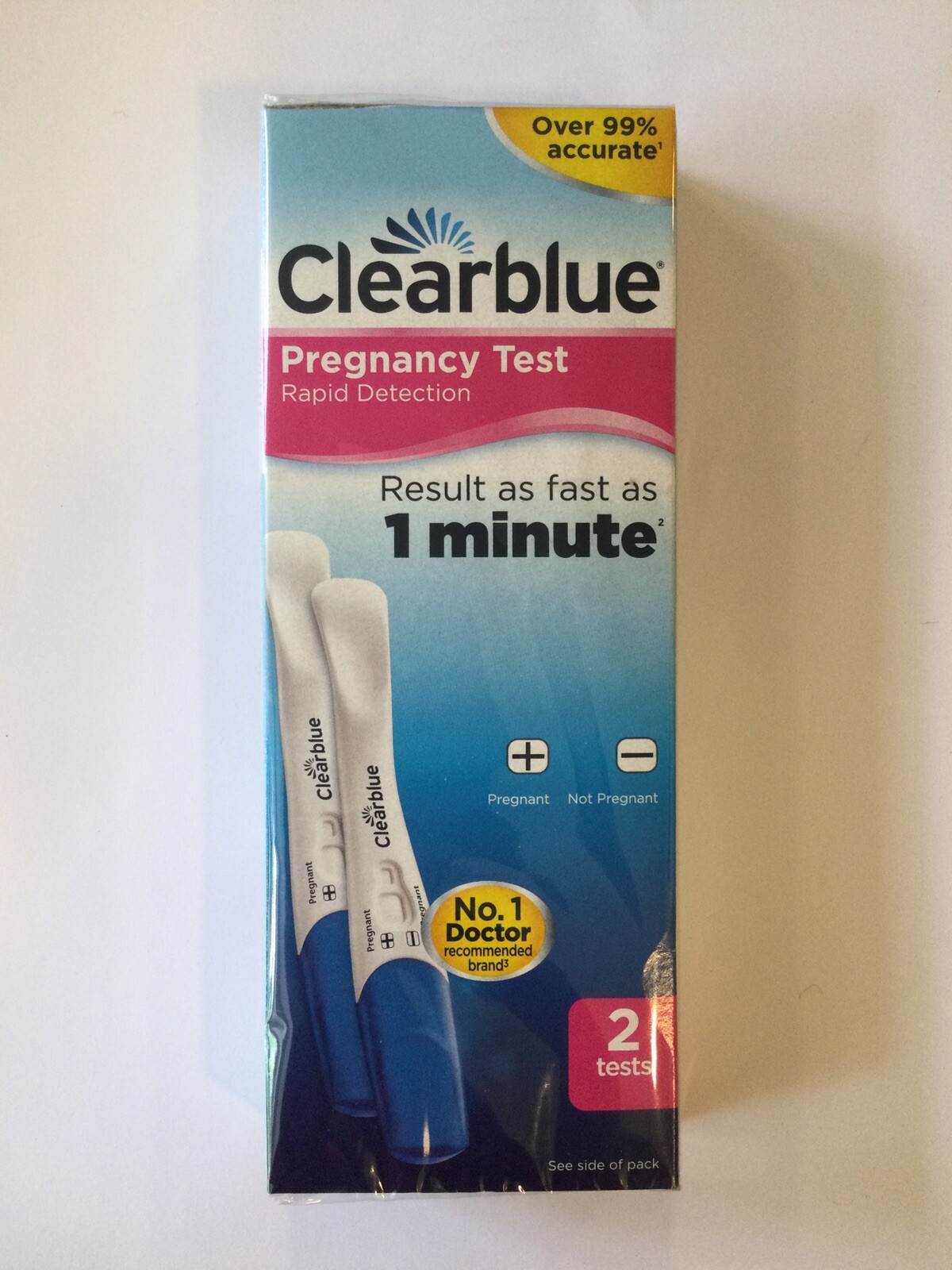 CLEARBLUE Pregnancy Test Rapid Detection 2 Pack Results in 1 Minute Exp 2026