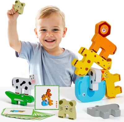 wooden toys animal blocks for toddlers