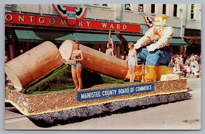Manistee County Board of Commerce Parade Float MI Montgomery Ward Postcard J12