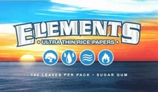 ELEMENTS Single Wide Rolling Papers Ultra Thin Rice 100 Leaves/Pack USA Shipped