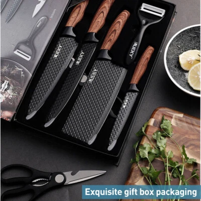6 Piece Professional Kitchen Knives Set Forged Sharp Knife Chef Knife Cleaver