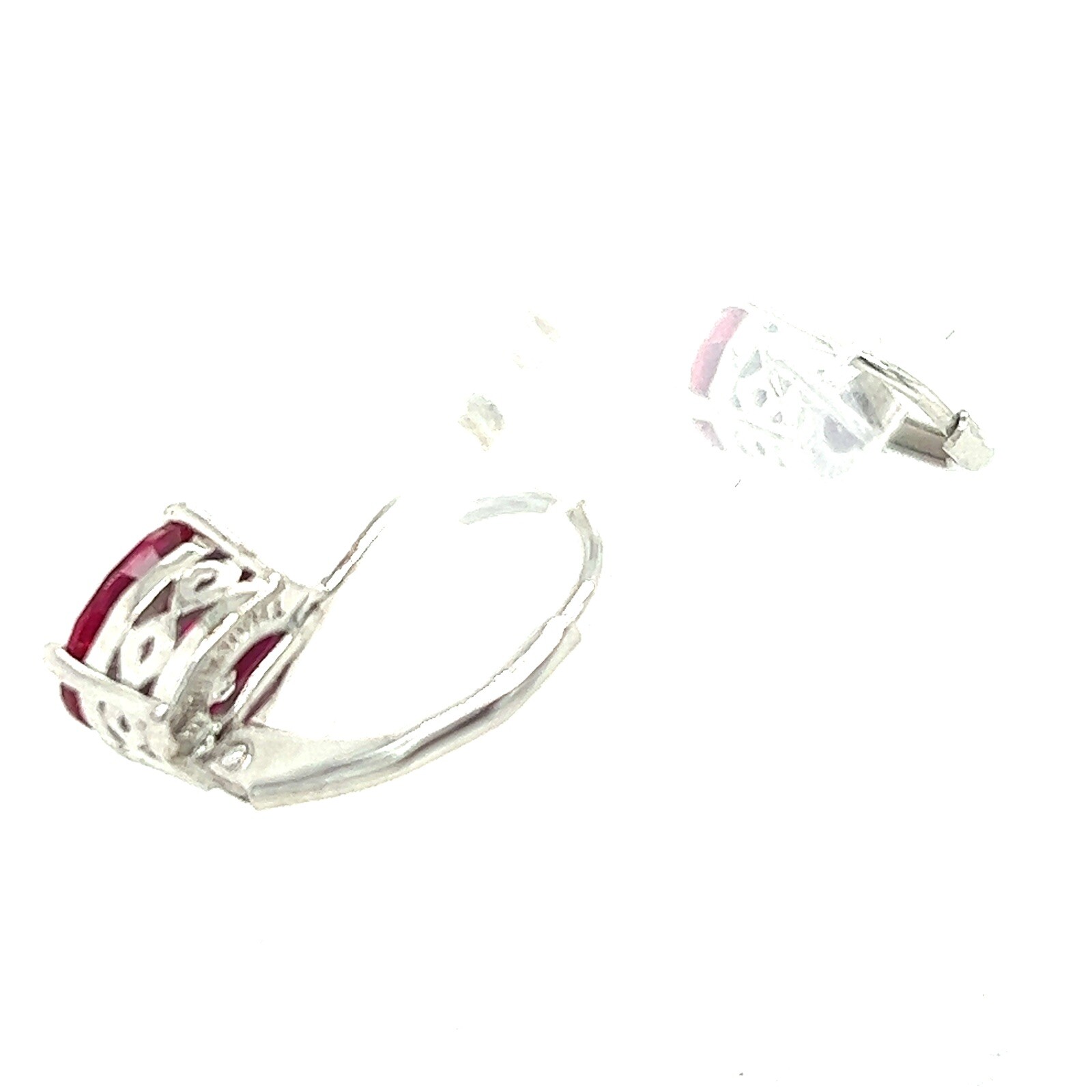 Rhodium-Plated Sterling Silver Imitation Ruby Lev… - image 5