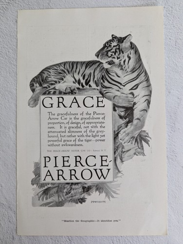 1917 Pierce Arrow Motor Car Buffalo NY Grace Tiger Original advertisement - Picture 2 of 5