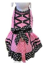 Polka Pink Harness Dog Dress w/Leash