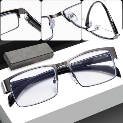 2 Pack Lesebrille Blaulichtfilter Federscharnier Metall +1.5 bis +4.0 mit Box
