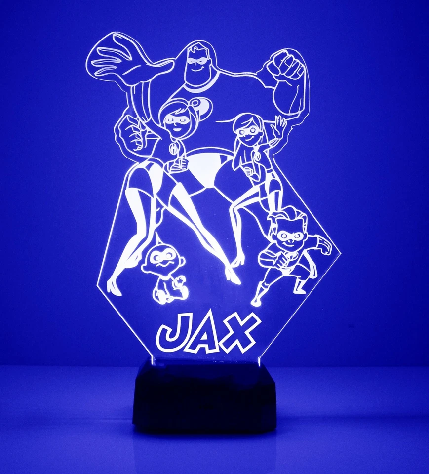 The Incredibles, Engraved LED Night Light, with Remote Control,Kids Rom Light Up - Image 4 of 4