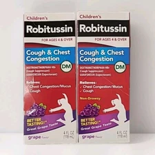 2 Of Children's Robitussin Cough and Chest Congestion DM for Kids 4 & Over