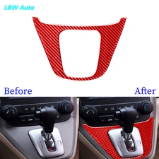 Red Carbon Fiber Center Console Gear Shift Panel Trim For Honda CR-V CRV 07-11