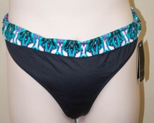 Apt 9 Black Multi Color Cuff Waist Swim Bottom Swimwear Size 16 MSRP 38