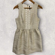 Kensie Sleeveless Boho Crochet Embroidered Women's Midi Dress Ivory Size Small