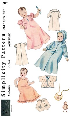 Simplicity 2613 Pattern Vintage DOLL  20'' UnPrinted
