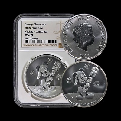 NIUE. 2020, 2 Dollars, Silver - NGC MS69 - Mickey Mouse Christmas