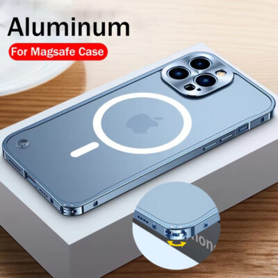 Handyhülle für iPhone 17 16 15 Pro Max 14 Metall Aluminium Magsafe Magnetic Case