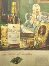 Philadelphia Blended Whisky Mancave Bar Vintage Print Ad 1942