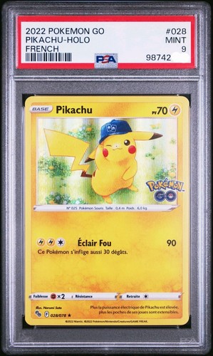 π«π· PIKACHU STAMP HOLO PSA 9 - PROMO POKEMON GO 028/078 FR Pokemon Card π«π· - Picture 2 of 3