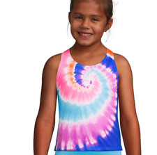 NWT Land's End Girls Tankini Tank Top Multi-Color Tie Dye SZ 4 UPF Protection