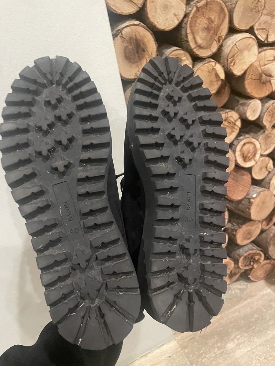 GANNI Winter City Shearling Leather Lace up Platform Hiking GANNI Winter City Shearling Leather Lace up Platform Hiking