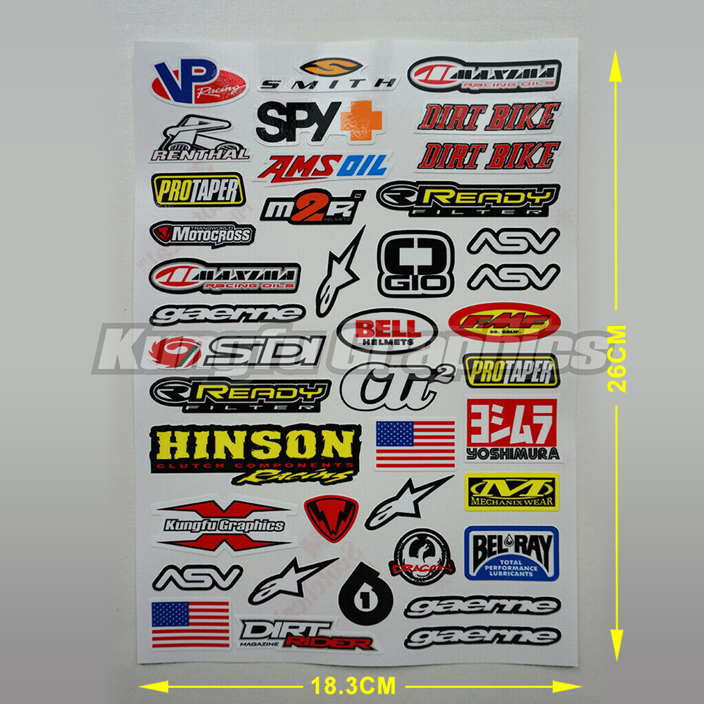 Motocross Decal MX Racing Stickers Kit Car ATV Helmet Dirt Bike Wheel ...