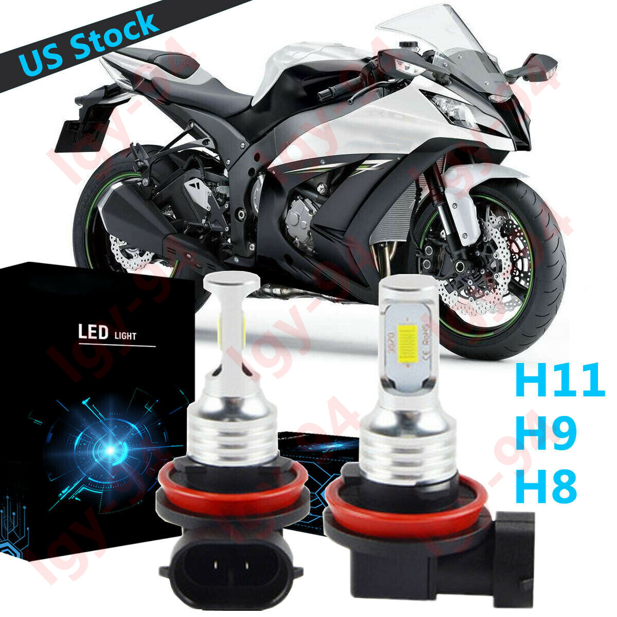 2pc H8 H9 H11 LED Headlight Bulb BF For Ninja ZX6R ZX10R ZX14 R