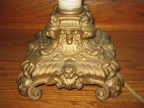 Antique Original Table Lamp Base has Angels - AS-IS Read - needs Rewired Vintage - Picture 3 of 18