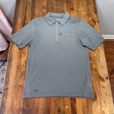 Outdoor Research Polo Shirt Mens Medium Gray 1/4 Zip Casual Outdoor Performance