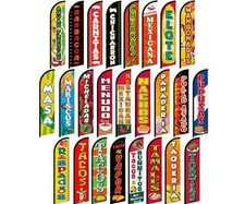 Mexican Food Windless Full Sleeve Business Flags Tacos Burritos Concessions