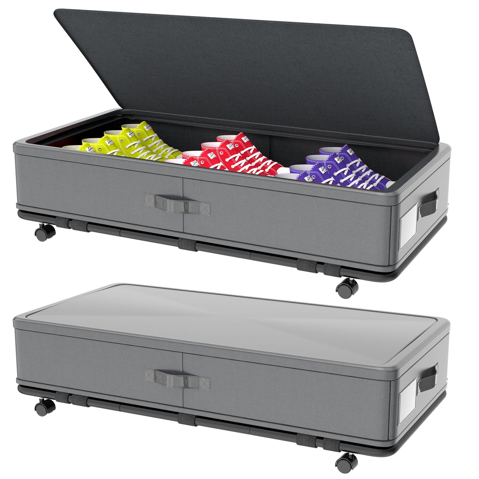Under Bed Storage With Wheels 2in1 Bedroom Under Bed Drawers Storage Containers-image