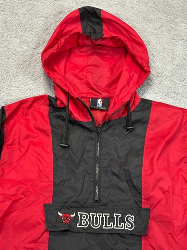 Y2K Jacket Chicago Bulls Windbreaker Pull Over Men's S Youth L Nylon NBA Retro - Picture 3 of 9