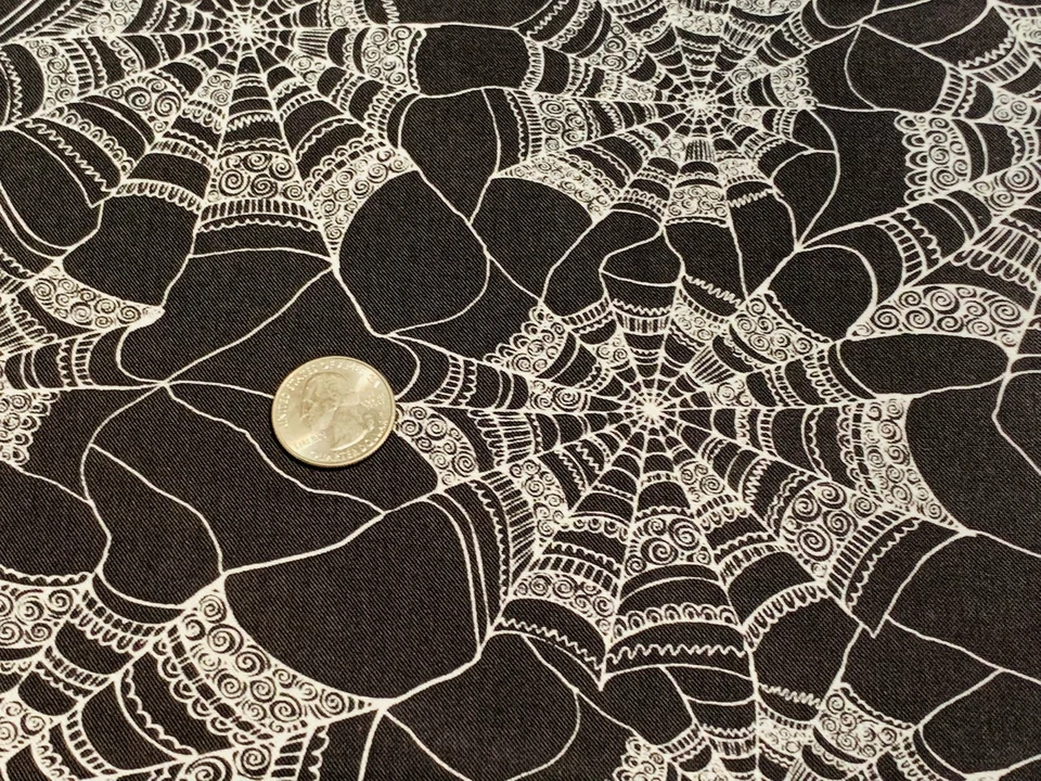 Ткань паутина Хэллоуин на черный хлопок пружины творческий 1/4 ярда 1100715 - Изображение 3 из 4