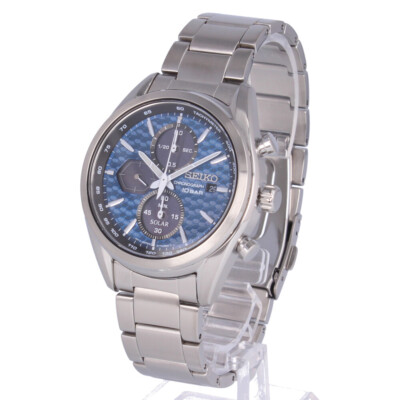 SEIKO SSC801P Analog Quartz Solar Powered Blue Silver | eBay