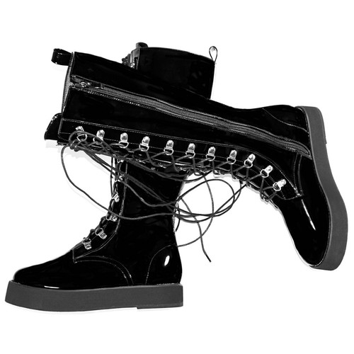 2025 Winter Plus Size Shoes Womens Patent Leather Knee High Boots Big Size Shoes - Picture 8 of 16