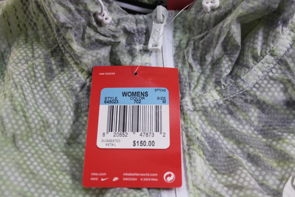 NIKE Women Volt Green & White LIGHT TECH HOODED FULL ZIP RUNNING VEST NWT M $150 - Image 4 of 4