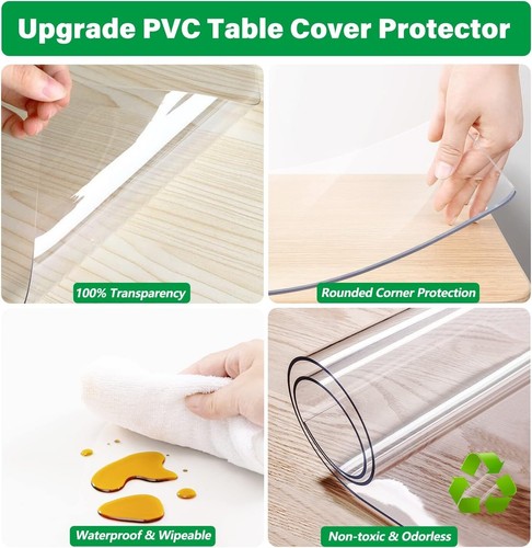 Elegant Round 49-Inch Clear Plastic Table Protector - 1.5mm Thick & Waterproof - Picture 6 of 9