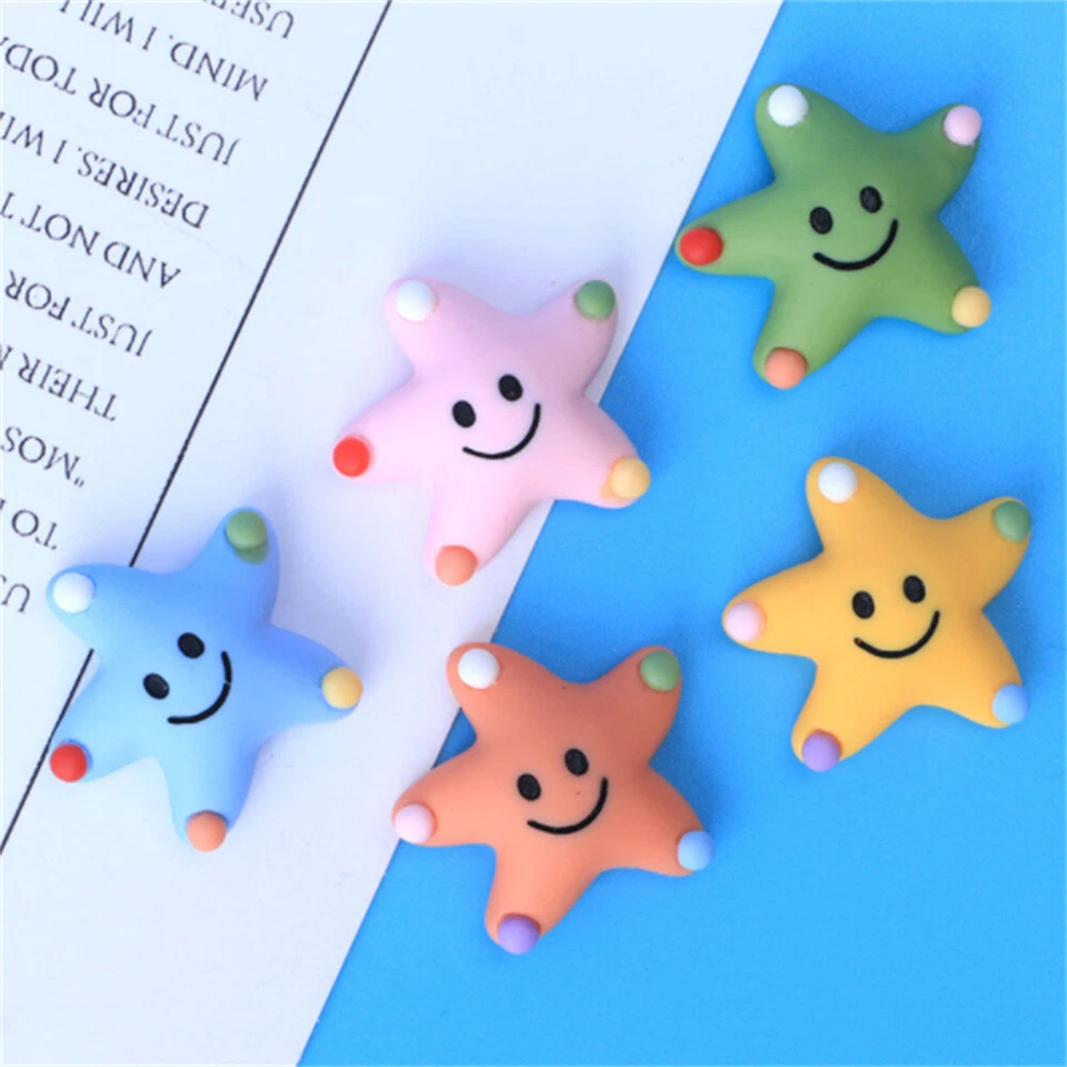 10 pcs Bulk Cartoon Sea Stars Resin Embellishments Flat Back Starfish 26*22mm - Image 2 of 4