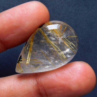 2Pcs Pear Shape Natural Transparent Golden Rutile Quartz Cabochon Loose Gemstone Rutile /& Quartz Lodolite Loose Rutile Gemstone Cabochon G21