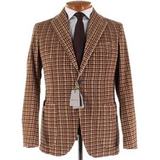 Sartorio Kiton NWT 100 Cotton Sport Coat Size 48R 38R US In Browns Plaid