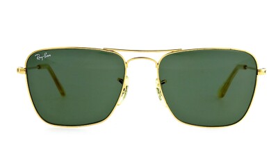 Vintage RAY-BAN B&L Caravan 52mm Gold Green Square Aviator