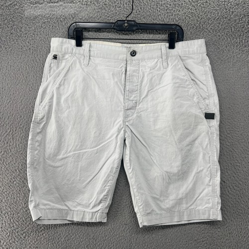 G-Star Raw Shorts Mens 36 Ivory Chino Cotton Flat Front Casual Golf